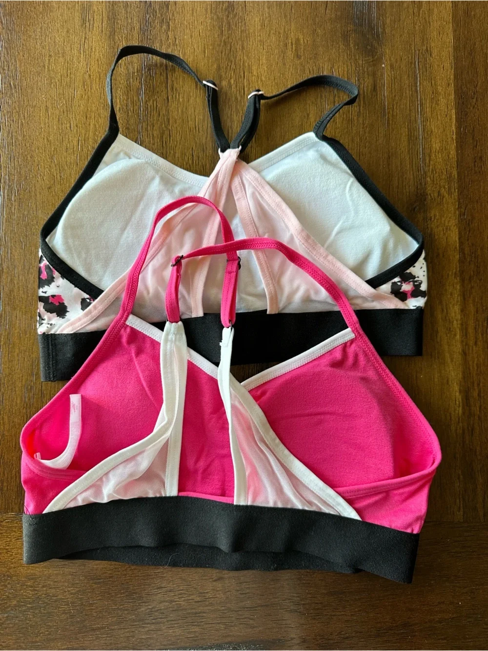 Justice Girls Pink & Ivory Leopard Print Double Sports Bra Set-size 28